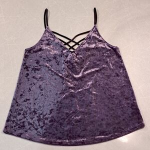 AE Crushed Velvet Purple Goth Grunge Emo Dark Fairy Y2K Boho Cami Top Womens S